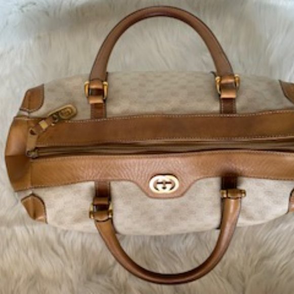 Gucci Vintage Cream and Tan Boston Bag - Picture 2 of 7